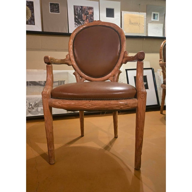 Set of 4 Vintage Hollywood Regency Faux Bois Fauteuils For Sale - Image 9 of 11