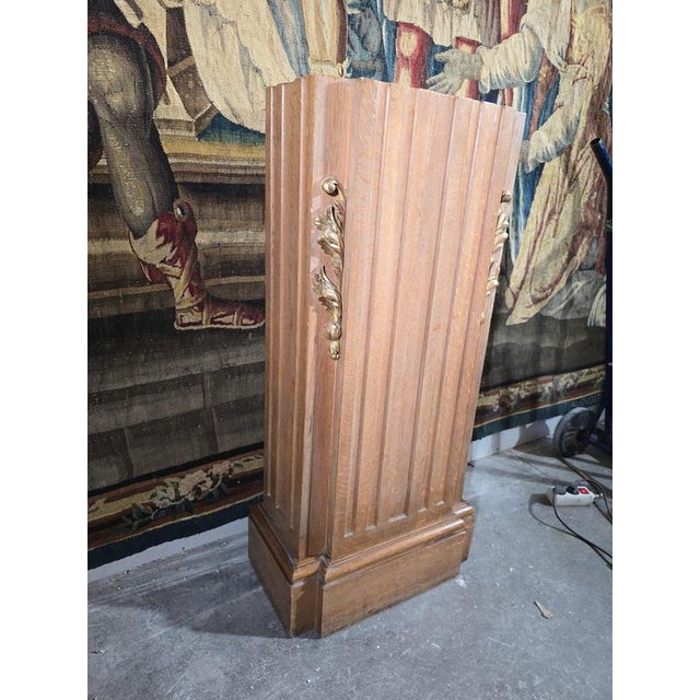 Art Deco Oak Pedestal with Gilt Relief Decoration, 1900 For Sale - Image 6 of 13