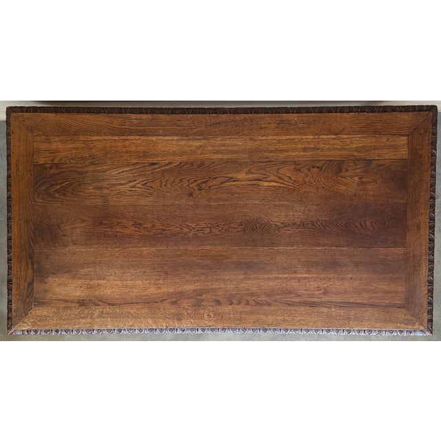 19th Spanish Walnut Desk or Console Table With Two Drawers & Solomonic Legs For Sale - Image 4 of 12