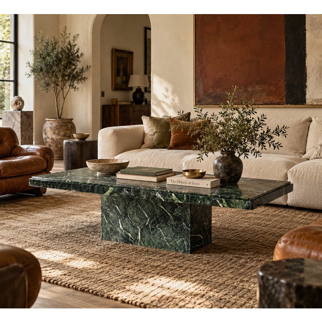 Postmodern Verde Alpi Marble Pedestal Coffee Table, Italy, 1980s For Sale - Image 3 of 18