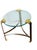 Vintage Hollywood Regency Chrome & Brass Glass-Top Side Table | Sculptural Tri-Leg Base | Art Deco Revival Accent Table For Sale - Image 6 of 10