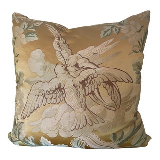 Vintage Silk Lovebird Pillow For Sale