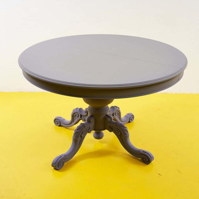 Vintage Round Wooden Kitchen Table For Sale - Image 12 of 12