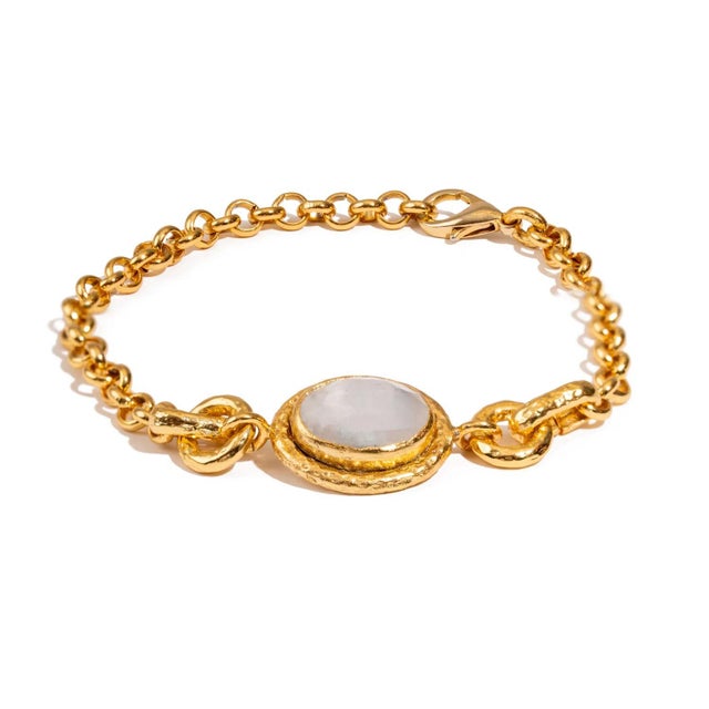 Lunar Glow Moonstone Gold Adjustable Bracelet For Sale - Image 9 of 9