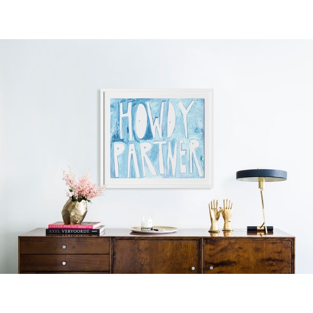 Contemporary Howdy Partner by Virginia Chamlee in White Frame, Medium Art Print For Sale - Image 3 of 4