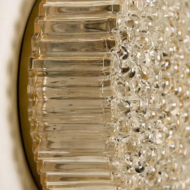 Brass & Amber Glass Wall Lights / Flush Mounts attributed to Motoko Isshi for Staff, 1970, Set of 2 For Sale - Image 6 of 18