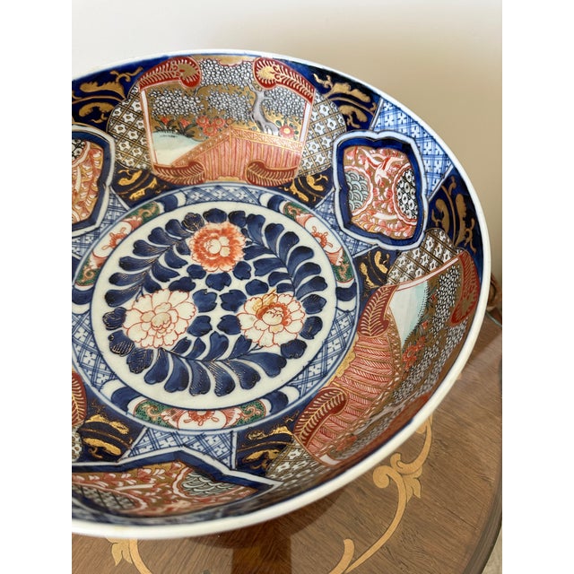 1920s Japanese Imari Porcelain Punch Bowl For Sale - Image 5 of 9