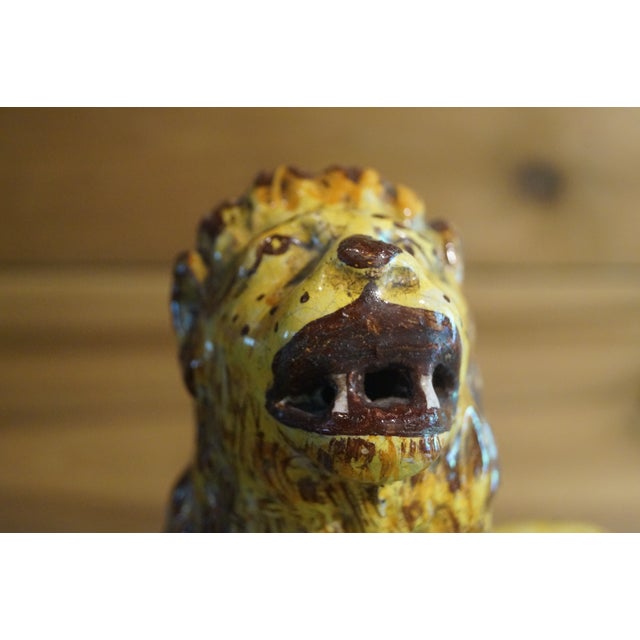 Ceramic 1980s Italian Pottery Lions - A Pair For Sale - Image 7 of 12