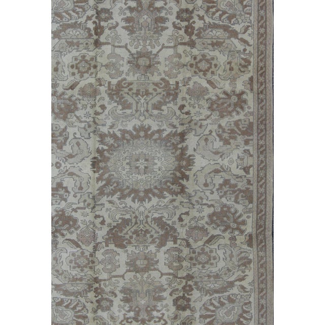 Measures: 5'11 x 9'10. Muted Turkish Oushak Rug Featuring Soft Taupe, Faded Sage, and Pale Gray. Keivan Woven Arts / rug...
