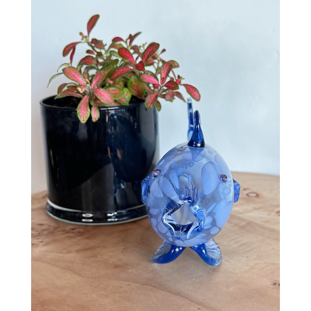 Vintage Altaglass Blue Hand Blown 10” Glass Fish Sculpture For Sale - Image 11 of 12