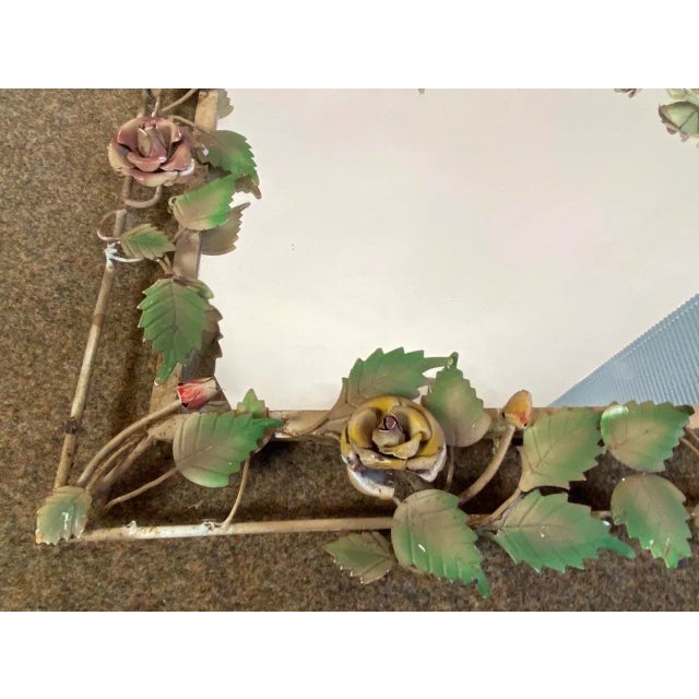 French Wrought Iron Mirror with Roses, 1970s For Sale - Image 12 of 18