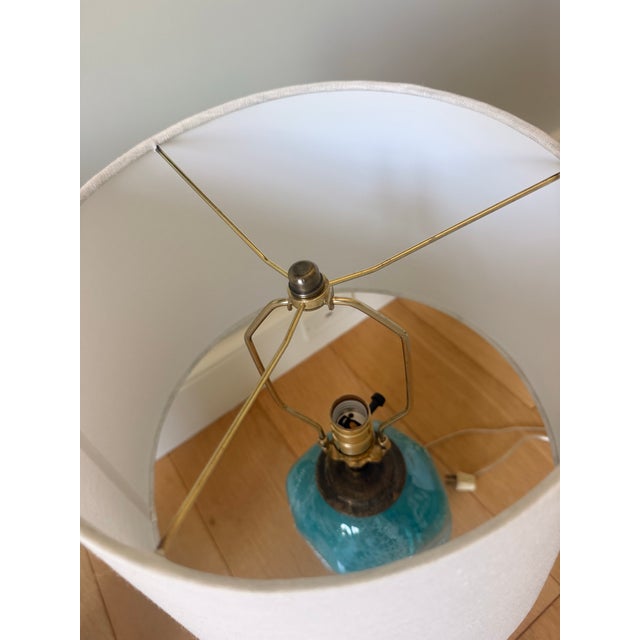 1980s Mid 20th Century Ice Blue Mezza Murano Style Table Lamps- Pair For Sale - Image 5 of 5