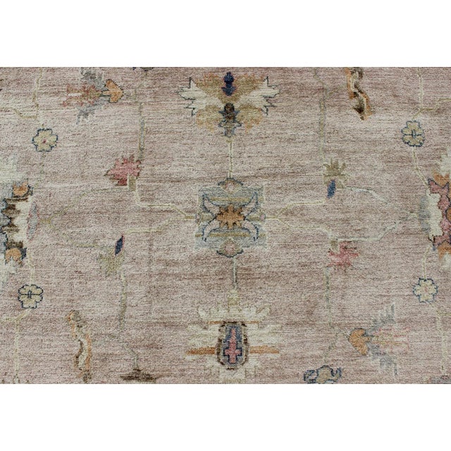 Keivan Woven Arts Angora Turkish Oushak Rug in Dusty Pink and Ivory For Sale - Image 9 of 12