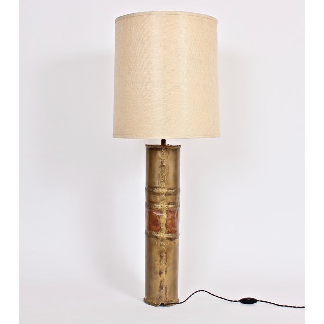1974 Silas Seandel Torched Mixed Metal Brutalist Table Lamp For Sale - Image 6 of 13