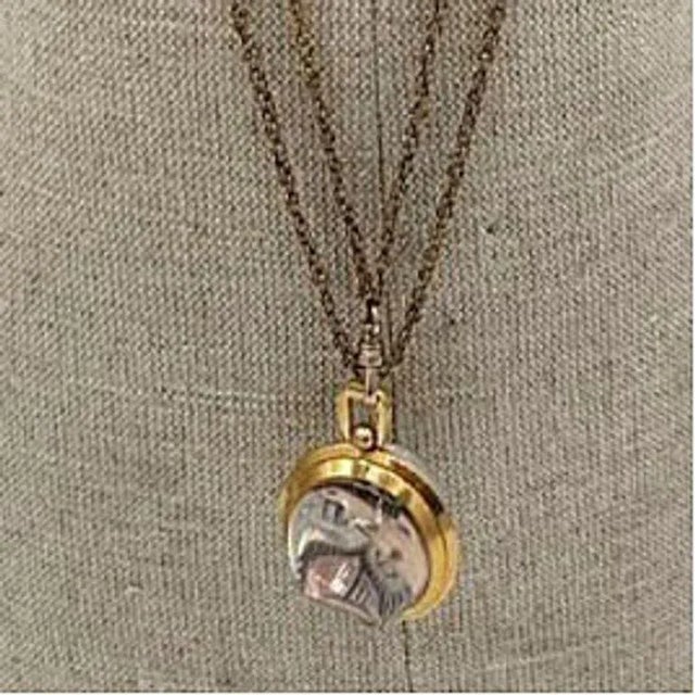 Gold 1950s French Gold Bubble Pendant Watch W/ Skeleton View by Avril With 14k Gold Chain For Sale - Image 8 of 10