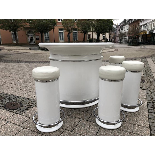 Black Art Deco Semicircular Bar & Stools, France, 1950s, Set of 5 For Sale - Image 8 of 18