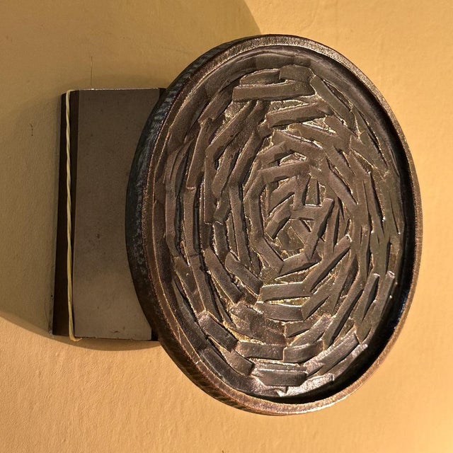 Round Push and Pull Door Handle in Bronze with Spiral Relief, 1970s For Sale - Image 4 of 7