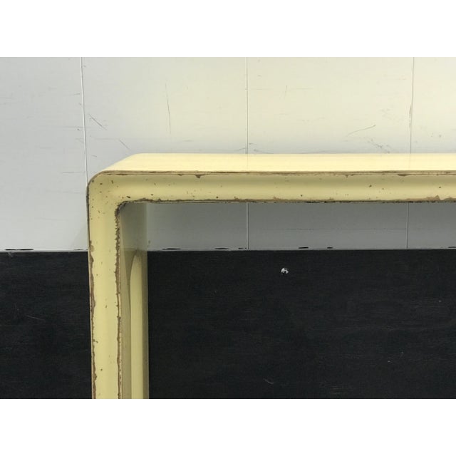Chinese Vintage Ming-Style Chinese Distressed Ivory-White Lacquered Console Table For Sale - Image 3 of 10
