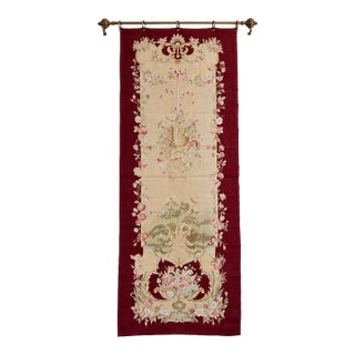 Vintage French Fine Aubusson Style Floral Garland Runner - Circa 2000s For Sale