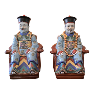 Vintage Hollywood Glamour Regency Pair of Chinese Figures