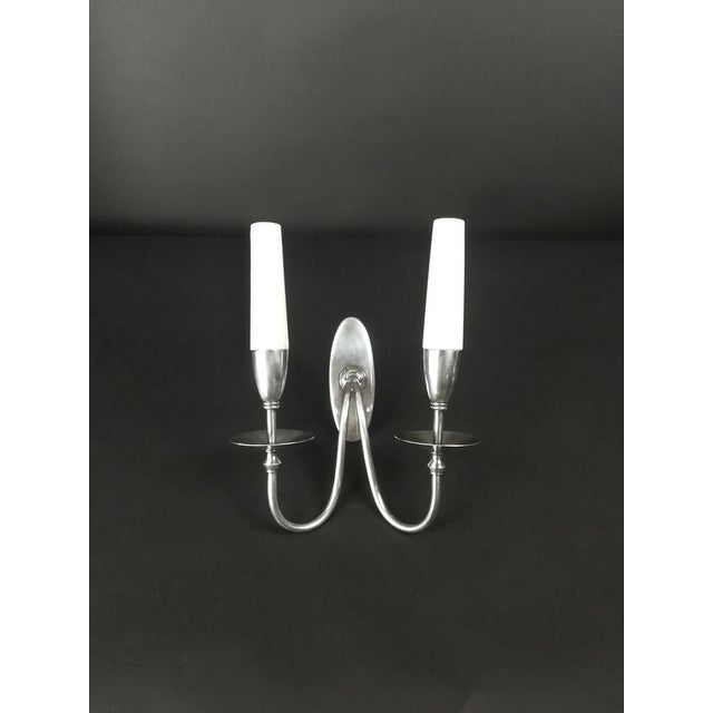 Silvered French Wall Lamps, 1950s, Set of 2 For Sale - Image 6 of 8