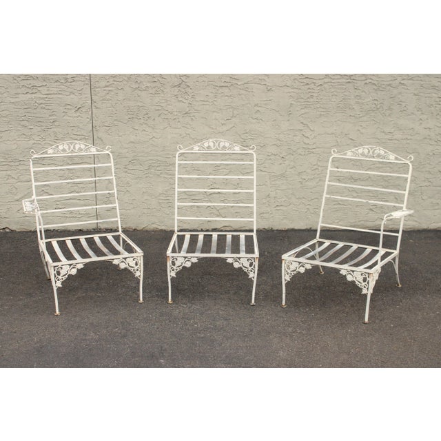 Traditional Vintage Quality Wrought Iron Three Piece Outdoor Patio Sofa For Sale - Image 3 of 12