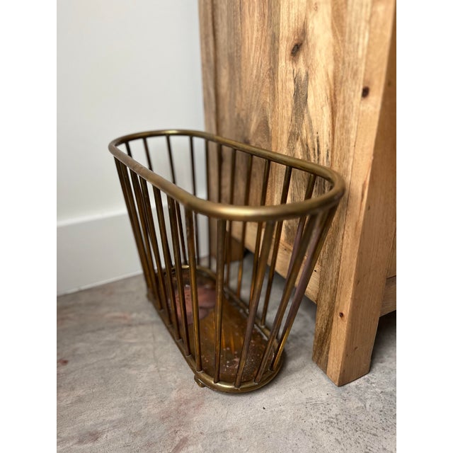 1960s 1960s Gump's San Francisco MCM Brass Magazine Rack For Sale - Image 5 of 12