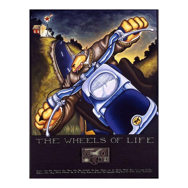 Markus Pierson "Wheels of Life" Hand Signed Limited Ed Serigraph Art, Motorcycle For Sale