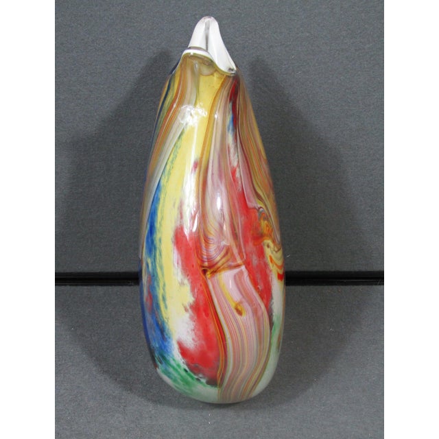Red Large Murano-Style Multicolor Hand-Blown Freeform Art Glass Vase For Sale - Image 8 of 15
