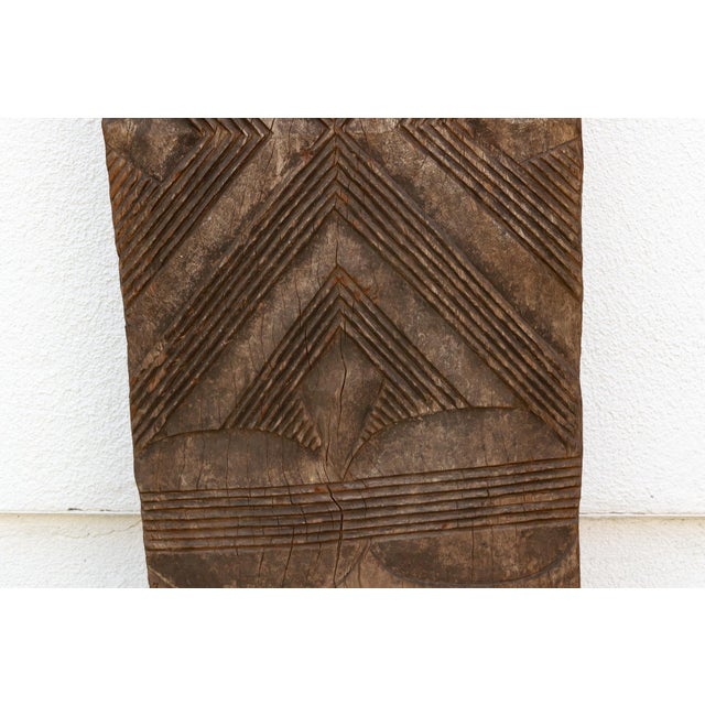 Early 20th Century Patinated Antique Carved Geometric Door For Sale - Image 5 of 9