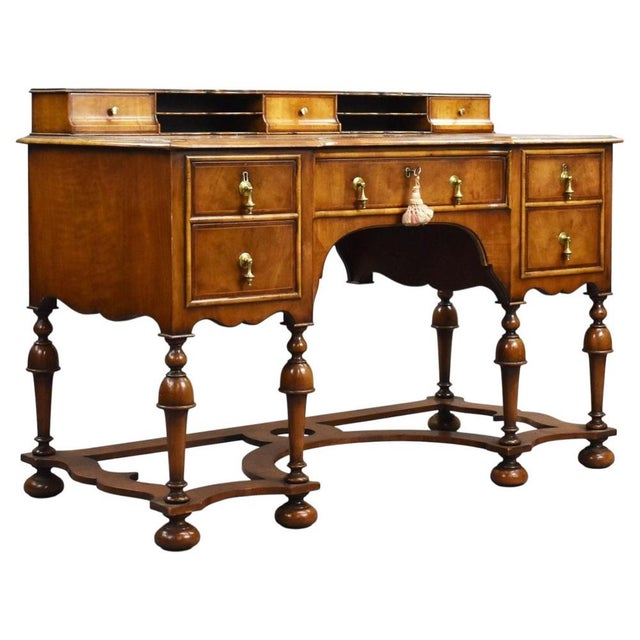 Antique Queen Anne Style Walnut Writing Table, 1900 For Sale - Image 12 of 12
