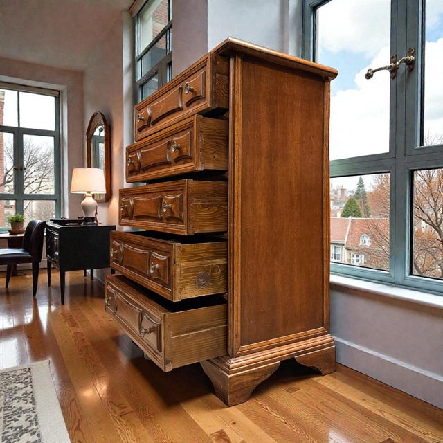 Brown Oak Chest of Drawers, Denmark, 1970s For Sale - Image 8 of 10