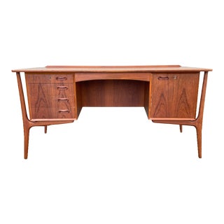 Danish Modern Teak Executive Floating Desk Hp Hansen Svend Madsen For Sale