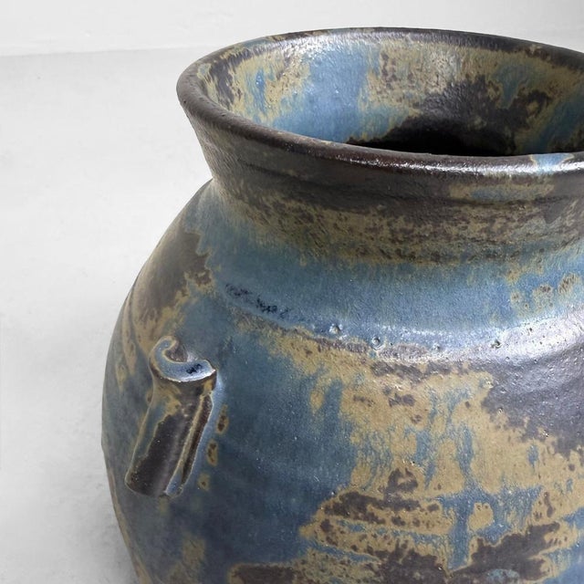 Brown Vintage Japanese Seto Ceramic Ikebana Vase, 1960s For Sale - Image 8 of 17