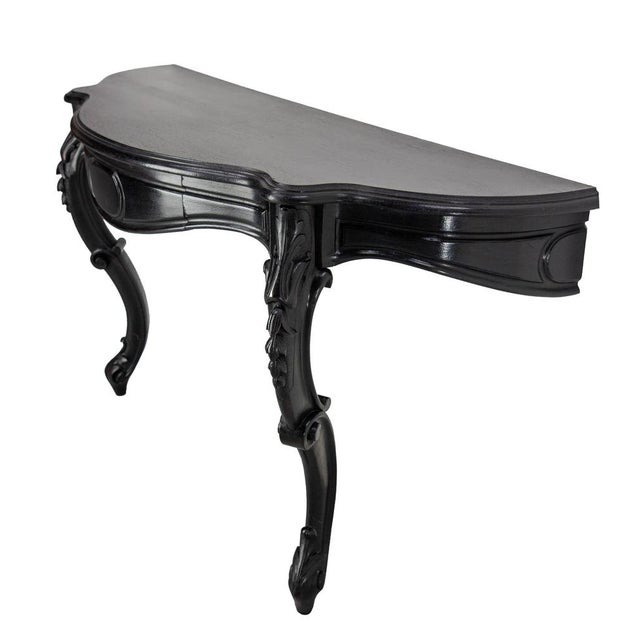 Antique French Black Patinated Wood Wall-Mounted Entry-Hall Console, 1880s For Sale - Image 10 of 14