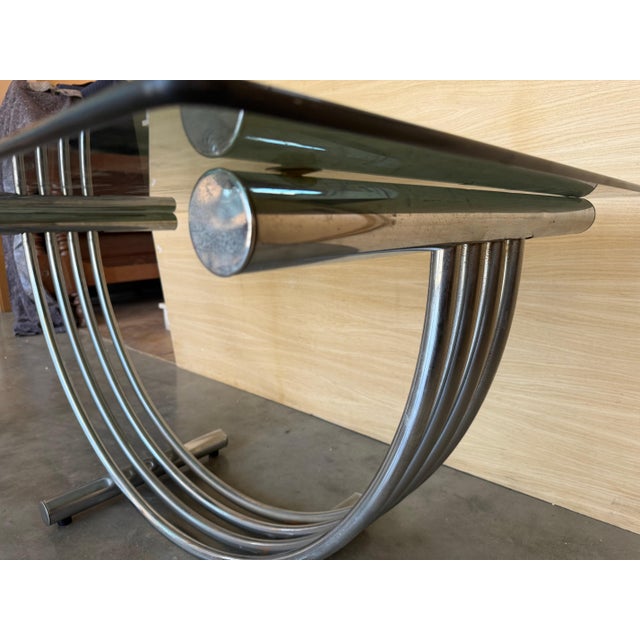 Mid-Century Modern Romeo Rega Style Chrome, Brass and Glass Dining Table For Sale - Image 14 of 18