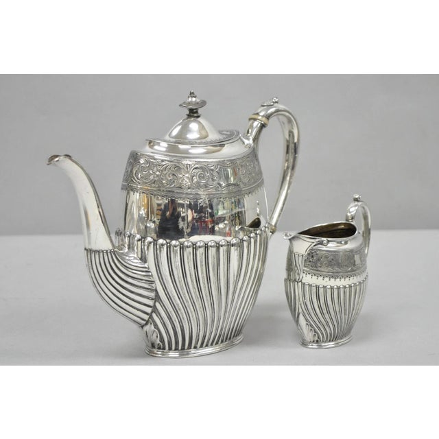 Antique James Dixon & Sons 4186 English Victorian Silver Plated Tea Service Set with Monogram- 4 Pcs. Set includes (1)...