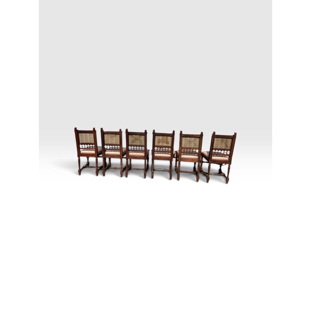 Early 20th Century Jacobean Renaissance Revival Carved Oak Dining Chairs With Figural Finials – Set of 6 For Sale - Image 4 of 12