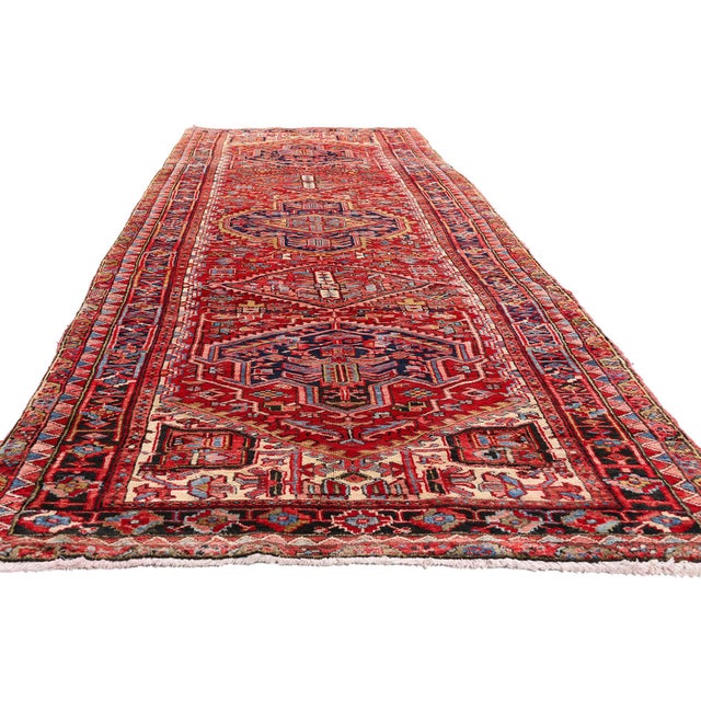 Mid-Century Modern Vintage Persian Heriz Rug Runner, 04'06 X 13'11 For Sale - Image 3 of 10