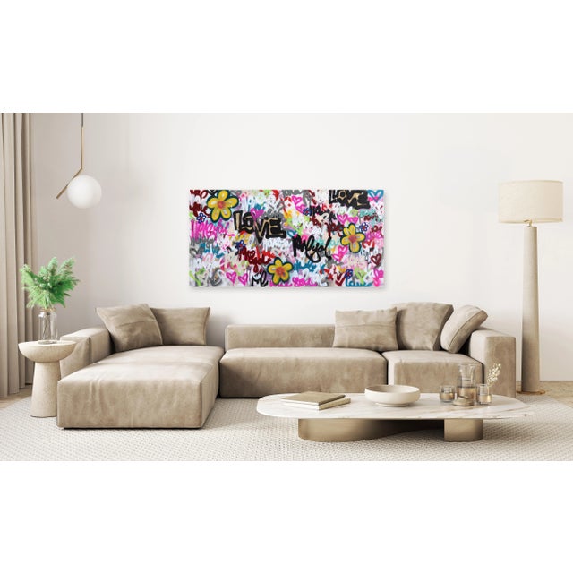 Pink Street Art Graffiti Painting Moody Yet Playful "Play That Funky Music" Original Artwork by Amber Goldhammer For Sale - Image 8 of 9