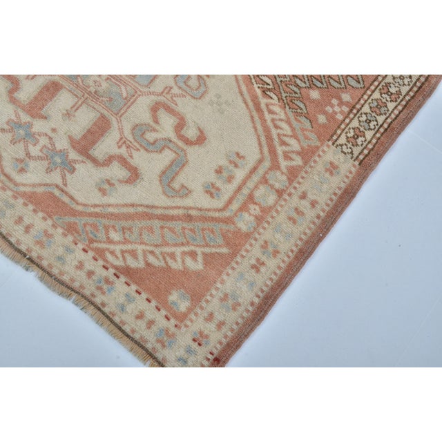 Textile 1950s Small Handknotted Geometric Rug For Sale - Image 7 of 9
