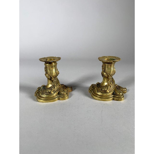 Rococo Louis XV Style Gilt Bronze Candlesticks, 19th Century For Sale