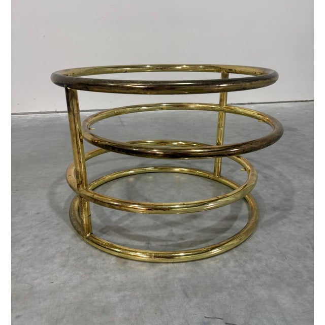 Postmod Gold & Smoked Glass Swivel Tiered Coffee Table For Sale - Image 11 of 11