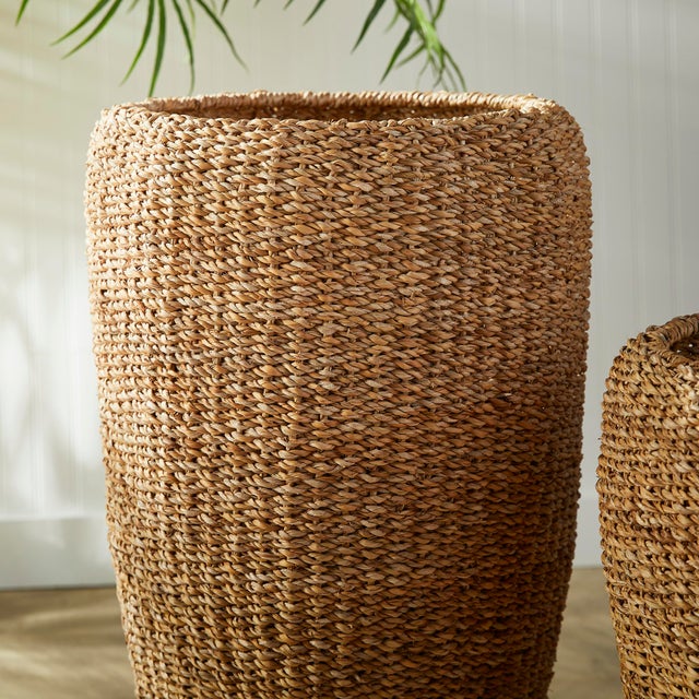 Kenneth Ludwig Chicago Seagrass Tall Round Planters, Set Of 2 For Sale - Image 4 of 5
