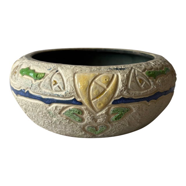 Vintage Roseville Style Art Pottery Bowl / Cachepot For Sale