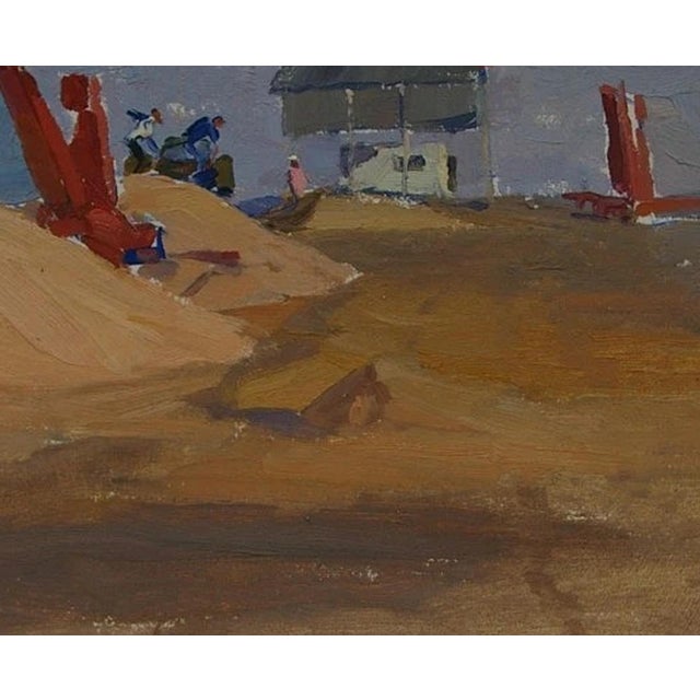 1970s Socialist Realism Oil Painting, Harvestwheat Field, 1970 44-54 For Sale - Image 4 of 6