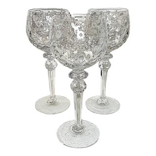 1980s Rogaska Crystal Wine Goblets- Set of 3 For Sale