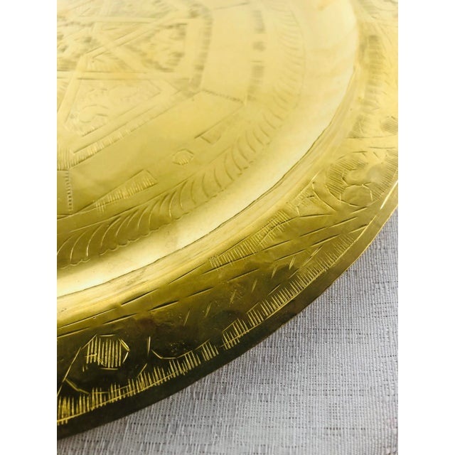 Hand Engraved Moroccan Small Golden Tray For Sale In New York - Image 6 of 9