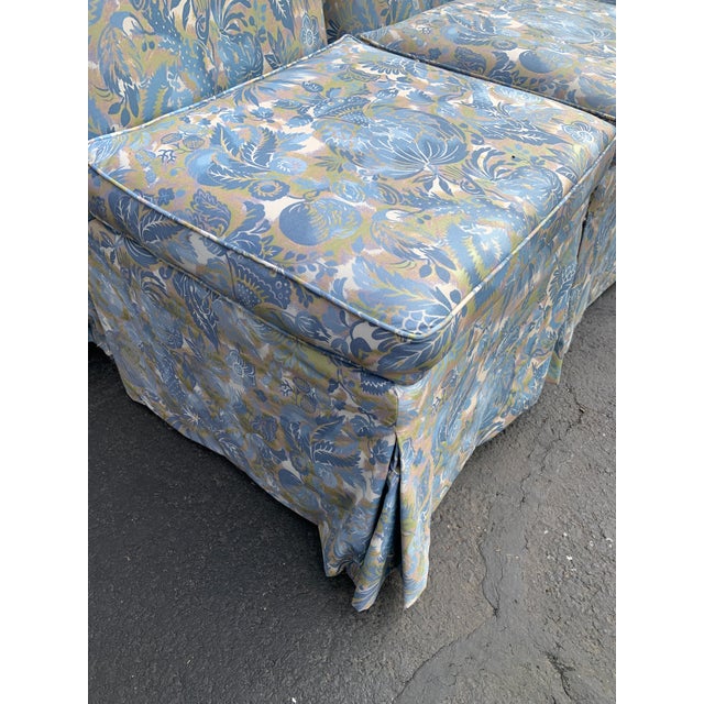 Wood Mid 20th Century Set of 8 Custom Built Mid-Century Upholstered, Skirted Armless Dining Chairs For Sale - Image 7 of 9