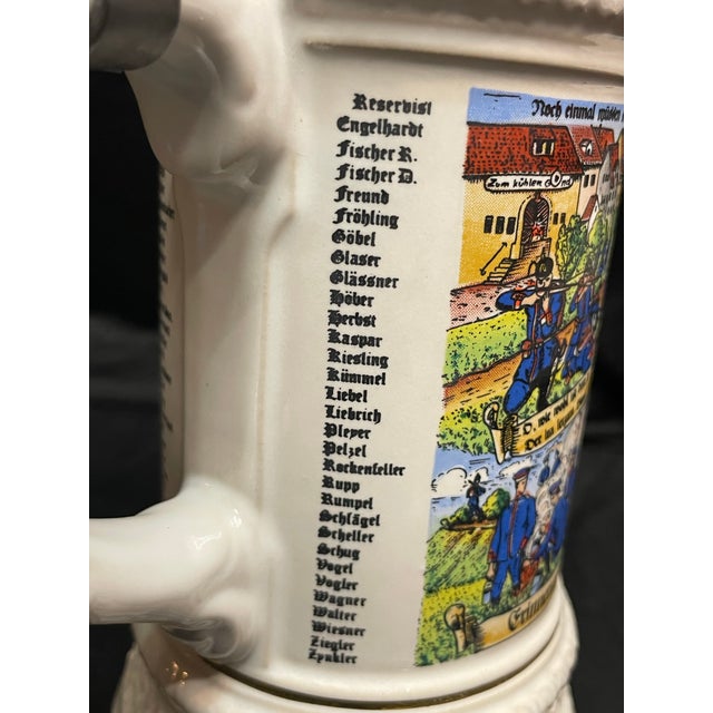 1950s A Vintage Gerzit German Beer Stein With Elaborate Pewter Lid. For Sale - Image 5 of 12